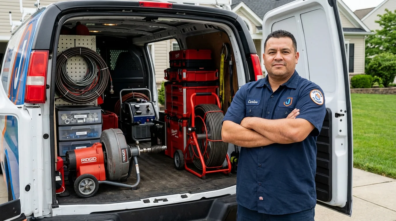 Professional drain cleaning equipment and Johns Plumbing LLC plumber in Adjuntas
